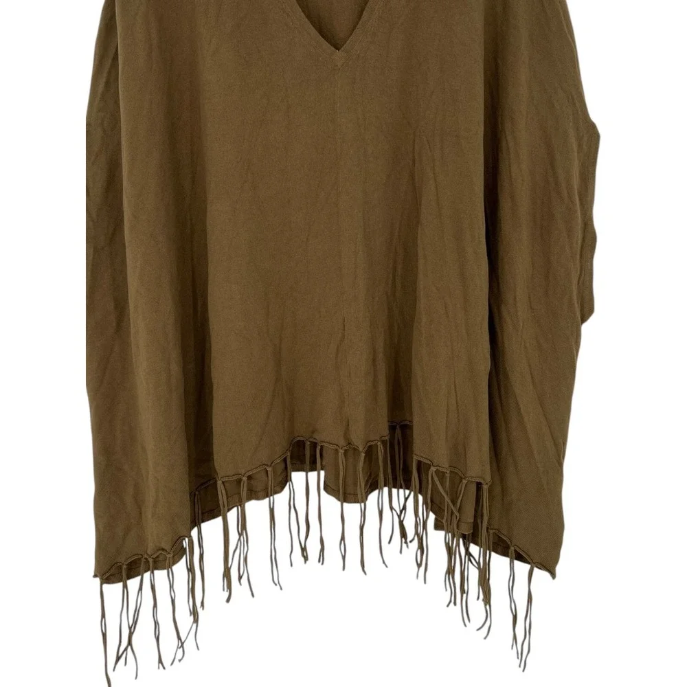 MICHAEL KORS Poncho Sweater V-Neck LARGE/XL Fall Western Lagenlook‎ Fringe